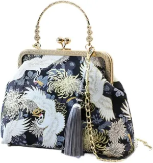 Vintage Evening Chain Handbag with Embroidered for Women Chinese Purse Crossbody Evening clutch bag