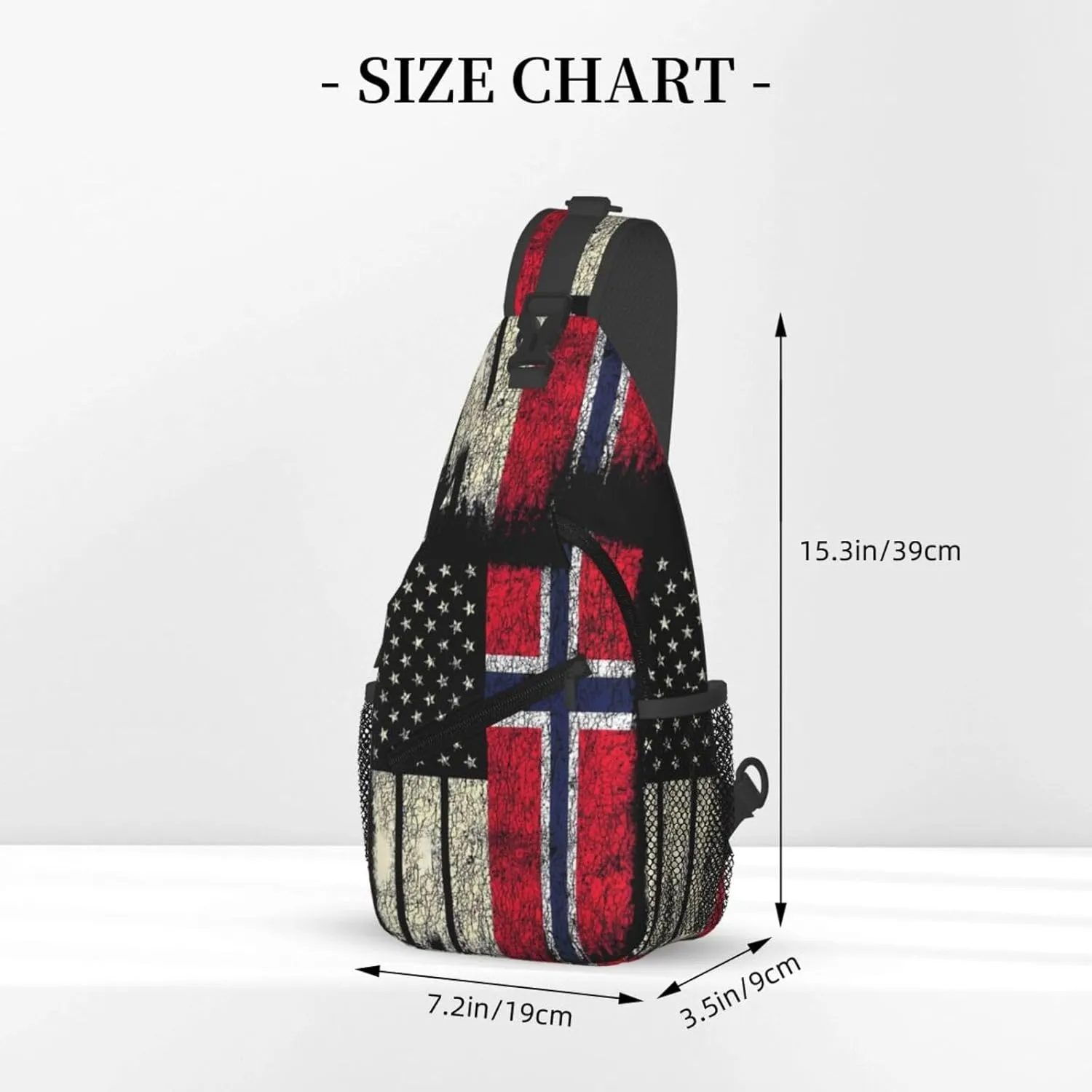 Vintage Norwegian American Flag Chest Sling Bag Crossbody Shoulder Backpack Bag Gym Cycling Daypack Travel Hiking Cross Bag