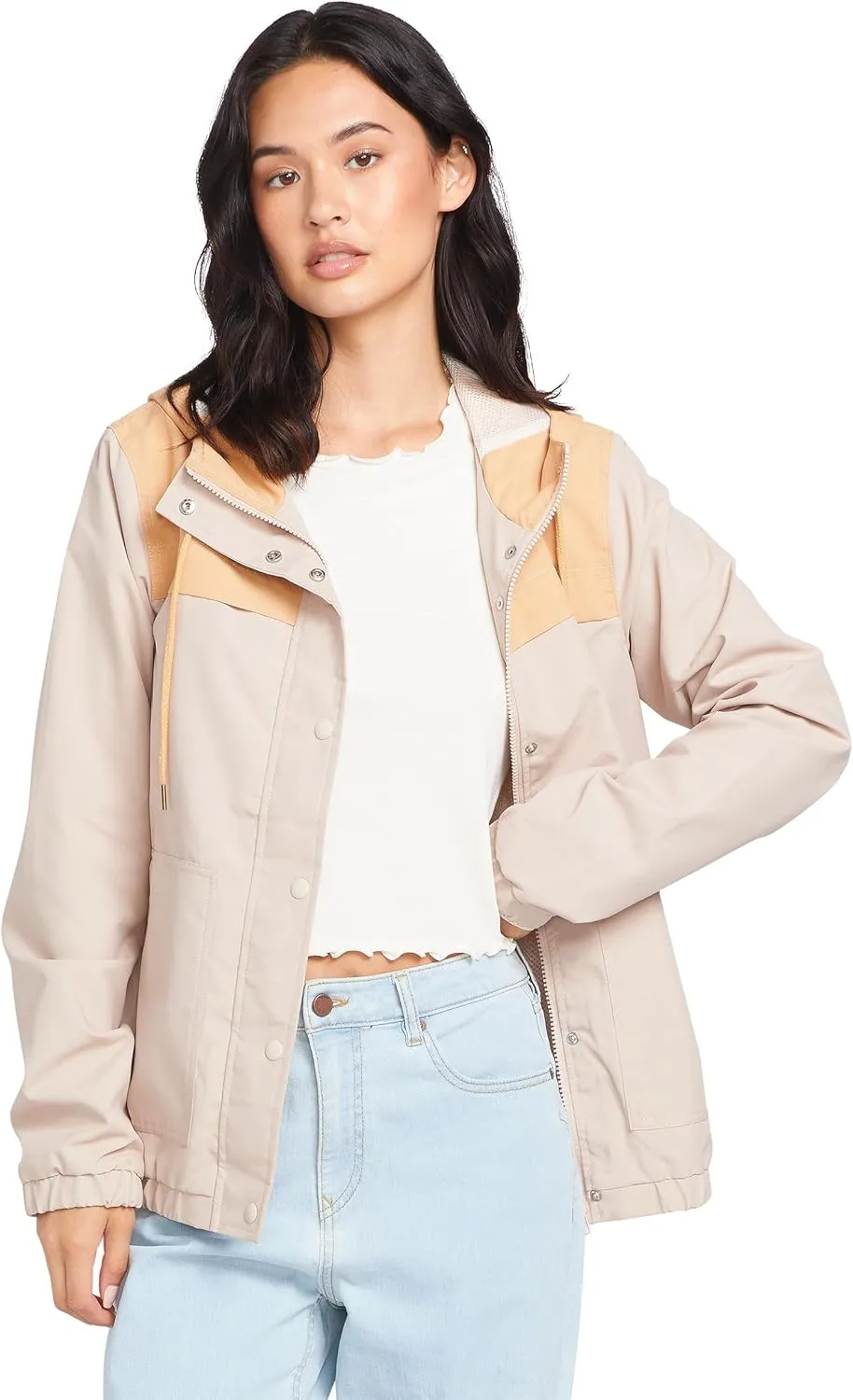Volcom Women's Enemy Stone Hooded Zip Front Windbreaker Jacket (Regular & Plus Size)