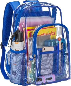 Vorspack Clear Backpack Heavy Duty PVC Transparent Backpack with Reinforced Strap for College Workplace - Blue