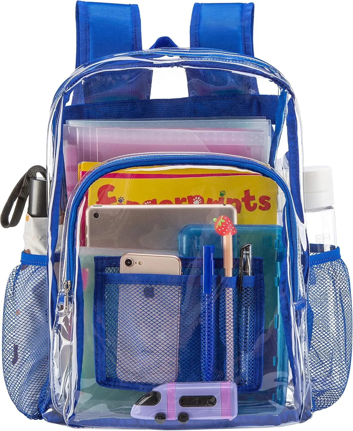 Vorspack Clear Backpack Heavy Duty PVC Transparent Backpack with Reinforced Strap for College Workplace - Blue