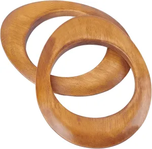 WADORN Wooden Retro Purse Bag Handles Natural Wood DIY Handmade Macrame Bag Oval Shaped Handle Replacement for Purse Bag, Beach Bag, Handbags Straw Bag, Canvas Bag Handmade Bag 2pcs (Brown)