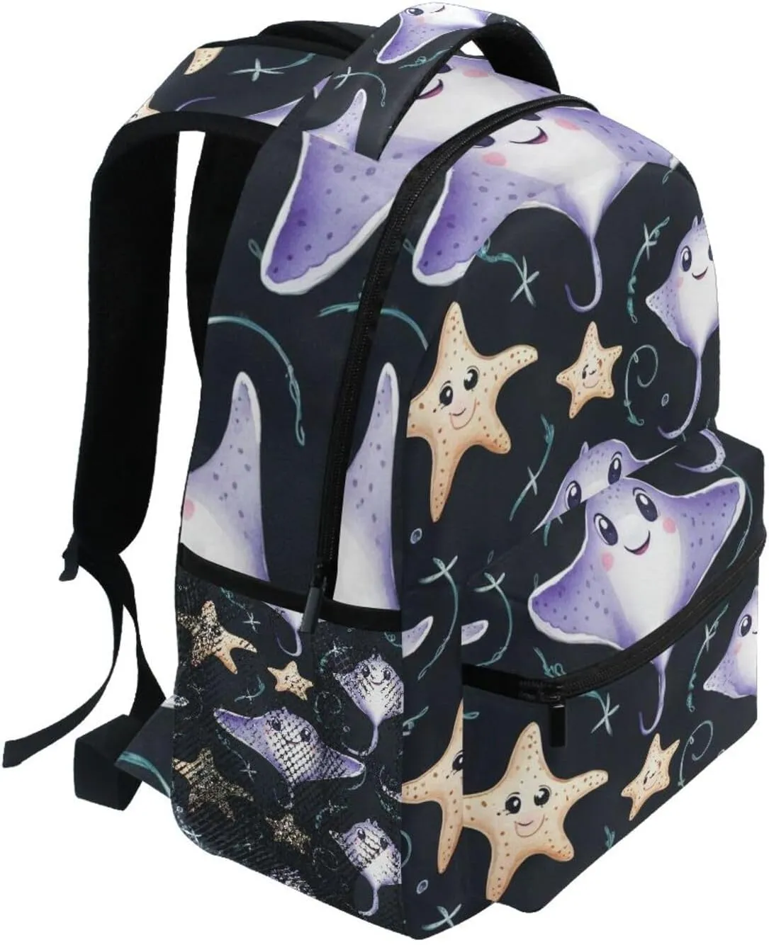 Watercolor Cute Stingray Fish Boys Girls Kids School Backpacks Bookbag, School Bag Travel Backpack Daypack
