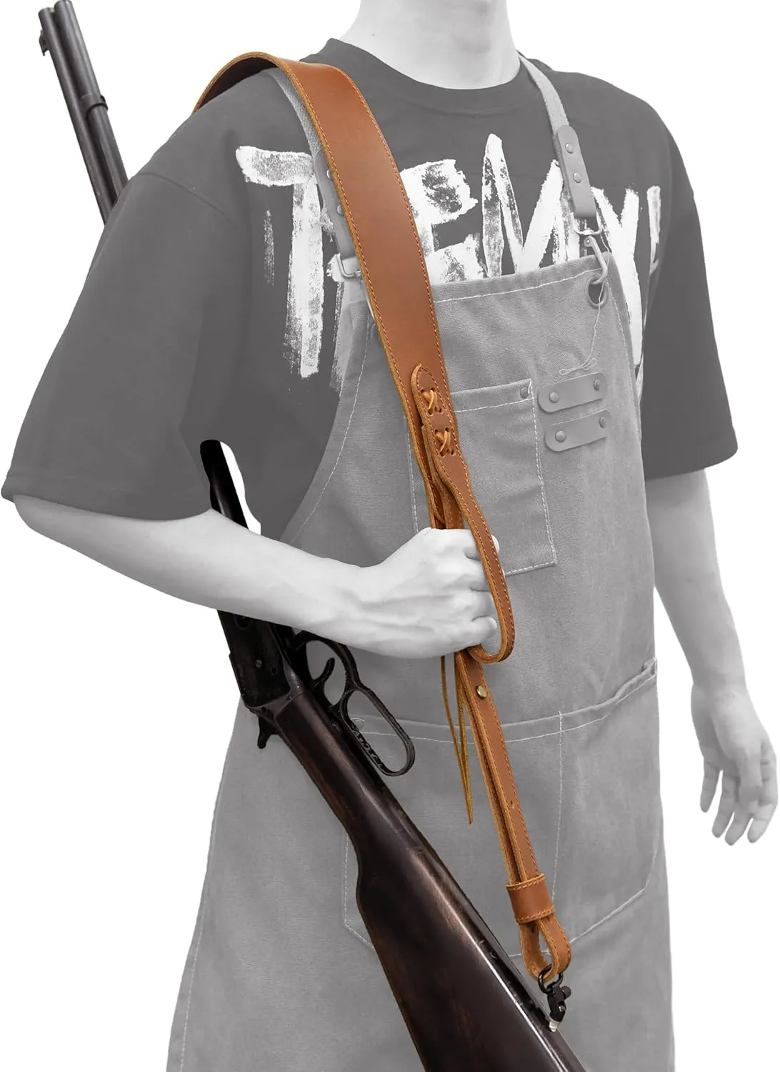 WAYNE'S DOG Leather Gun Sling Adjustable Hunting Rifle Strap with Swivels, Brown & Black