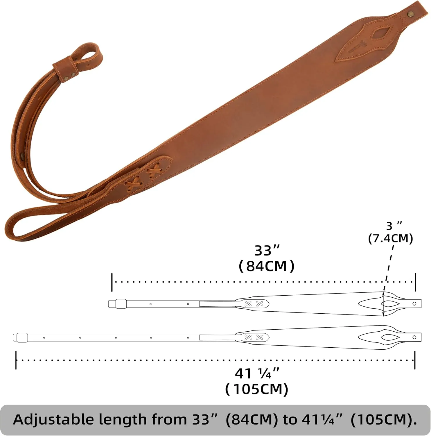 WAYNE'S DOG Leather Gun Sling Adjustable Hunting Rifle Strap with Swivels, Brown & Black