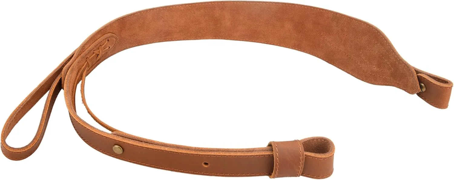 WAYNE'S DOG Leather Gun Sling Adjustable Hunting Rifle Strap with Swivels, Brown & Black