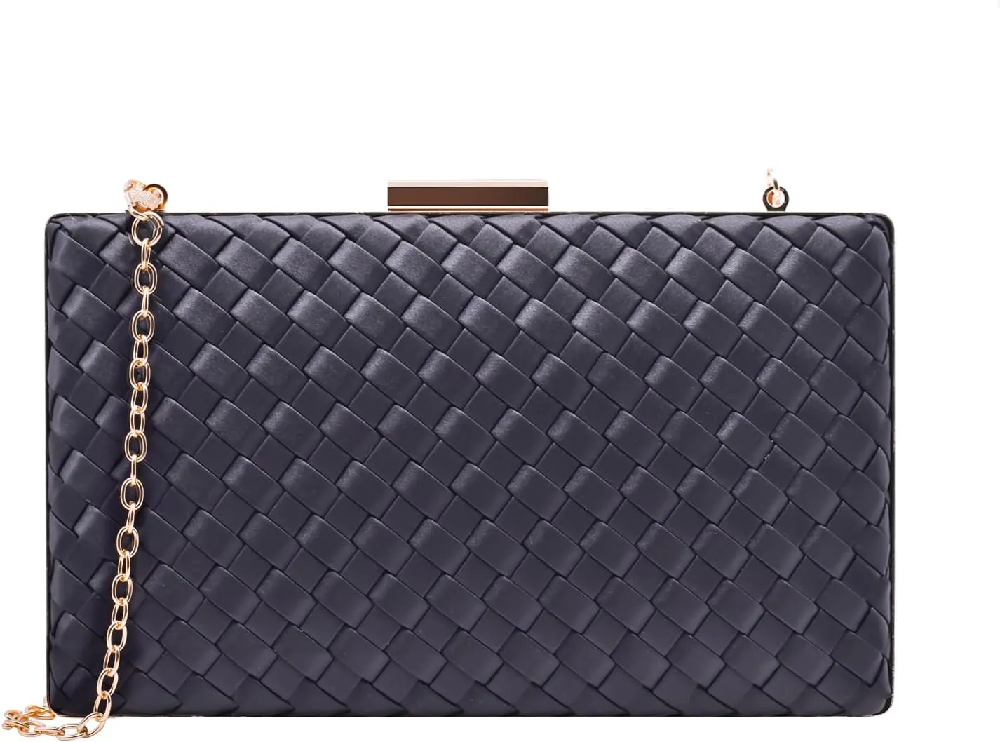 Weaved Pattern PU Clutch Bag Evening Bag Purses for Women Party Handbag Shoulder Cross Body Bag With Detachable Chain