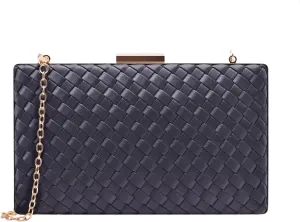 Weaved Pattern PU Clutch Bag Evening Bag Purses for Women Party Handbag Shoulder Cross Body Bag With Detachable Chain