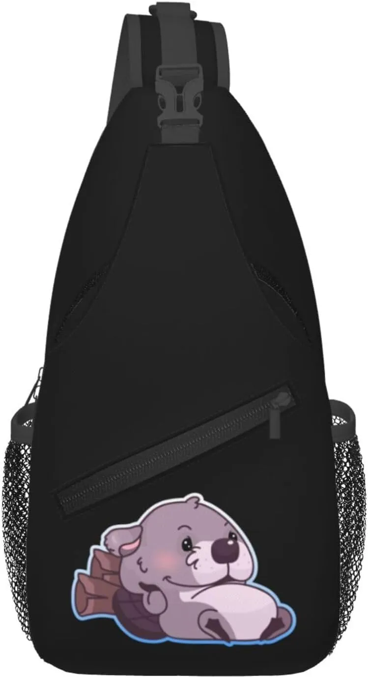 Wel Fed Beaver Crossbody Bags For Women Men Chest Backpack Gym Shoulder Bag Travel Outdoor Sports Casual Crossbody Bags