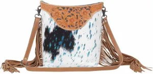 Western Leather Shoulder Bag for Women - Hand Tooled Upcycled Crossbody Bag With Tassel