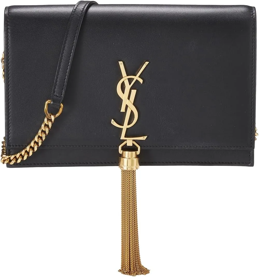 WHAT GOES AROUND COMES AROUND Women's Pre-Loved YSL Black Calfskin Kate Tassel Crossbody Bag
