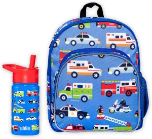 Wildkin 12 Inch Backpack Bundle with 14 Ounce Steel Reusable Water Bottle (Heroes)