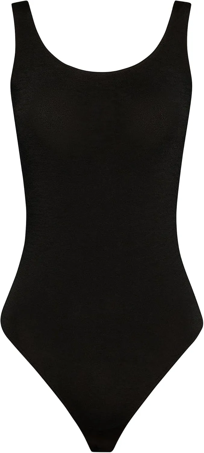 Wolford Jamaika Body for Women Sleeveless Bodysuit Opaque Circular-Knit Material Shiny Finish Fine Trim Brazilian-Cut Bottom