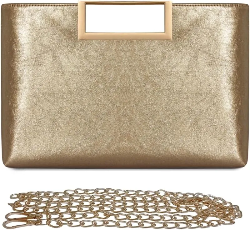 Women Clutch Purse PU Leather Chain Crossbody Bags Shiny Oversize Clutches Female Handbag Purses