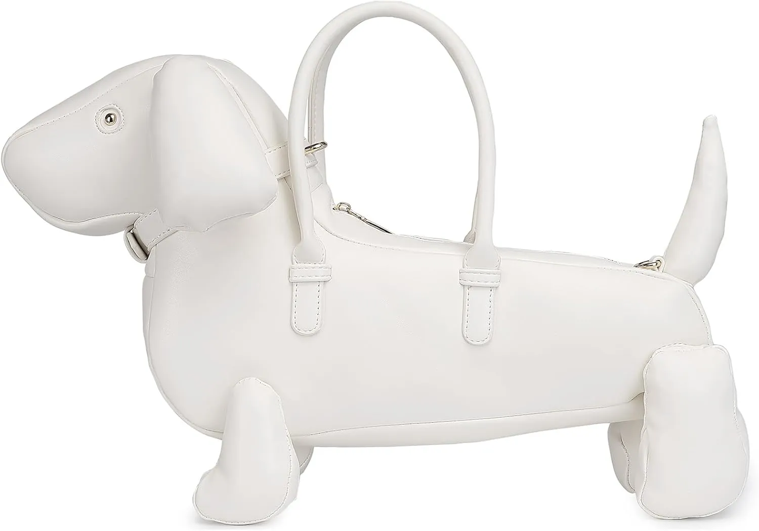 Women Fun Dog Shaped Crossbody Shoulder Bag Handbag PU Leather Unique Novelty Dog Shaped Purse