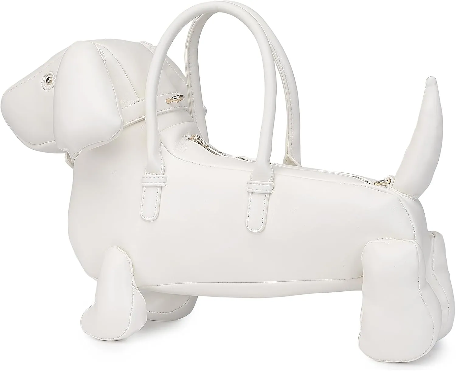Women Fun Dog Shaped Crossbody Shoulder Bag Handbag PU Leather Unique Novelty Dog Shaped Purse