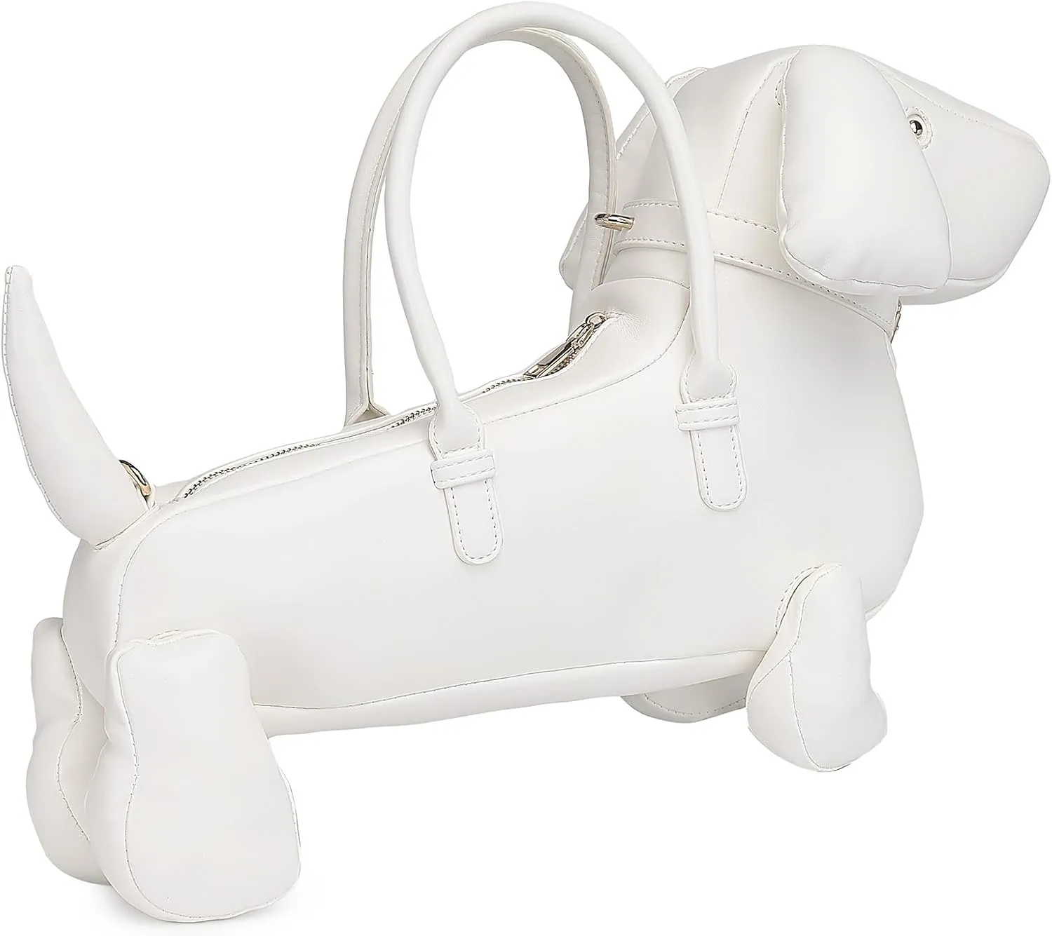 Women Fun Dog Shaped Crossbody Shoulder Bag Handbag PU Leather Unique Novelty Dog Shaped Purse