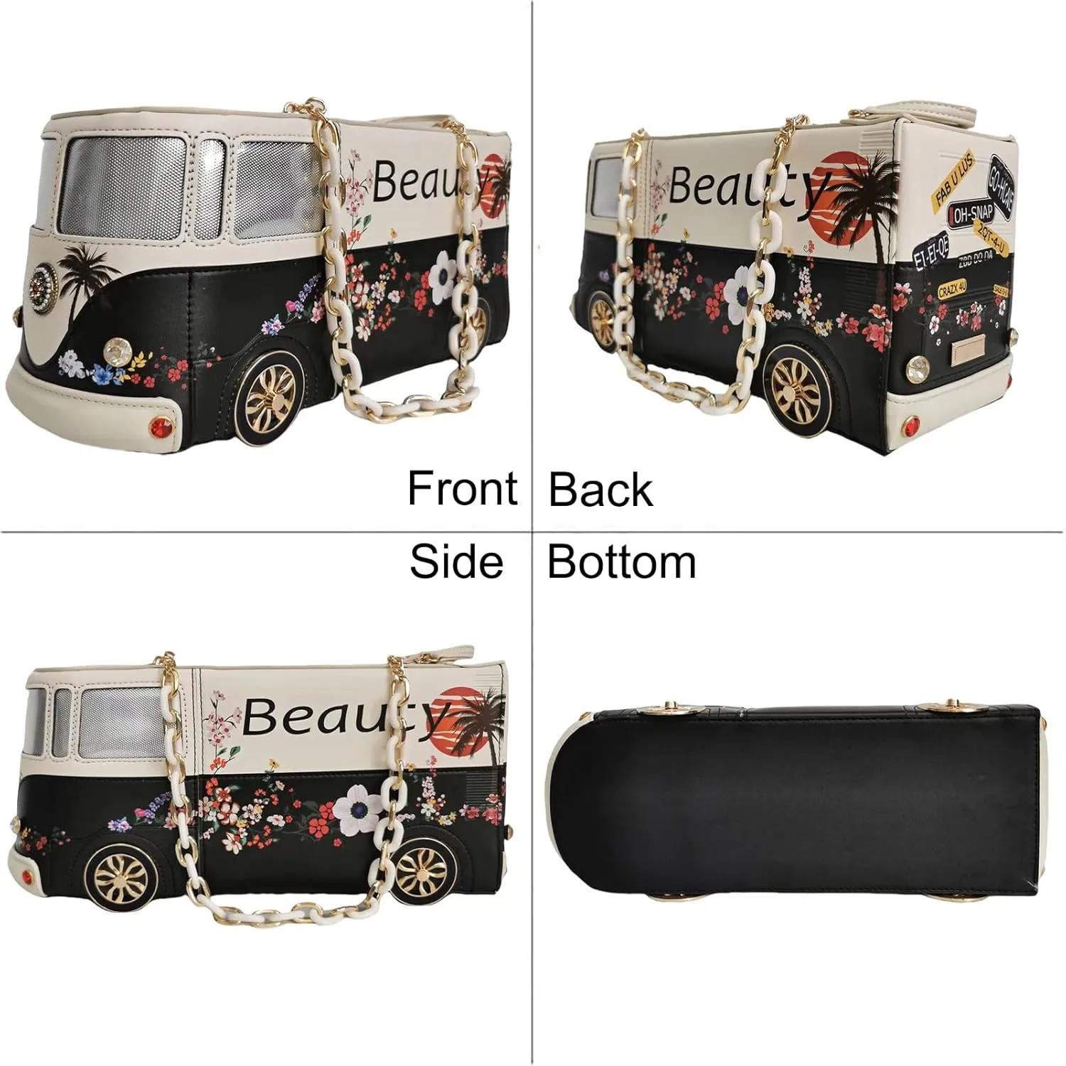 Women Fun Weird Car Shaped Crossbody Shoulder Bag Handbag PU Leather Unique Novelty Car Shaped Purse