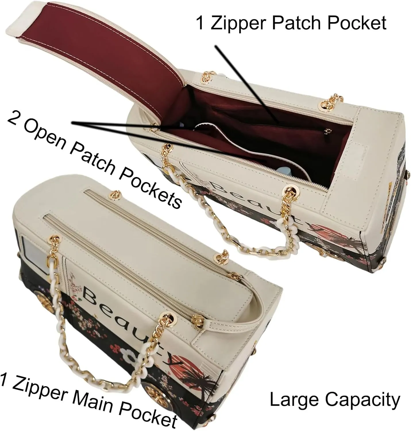 Women Fun Weird Car Shaped Crossbody Shoulder Bag Handbag PU Leather Unique Novelty Car Shaped Purse