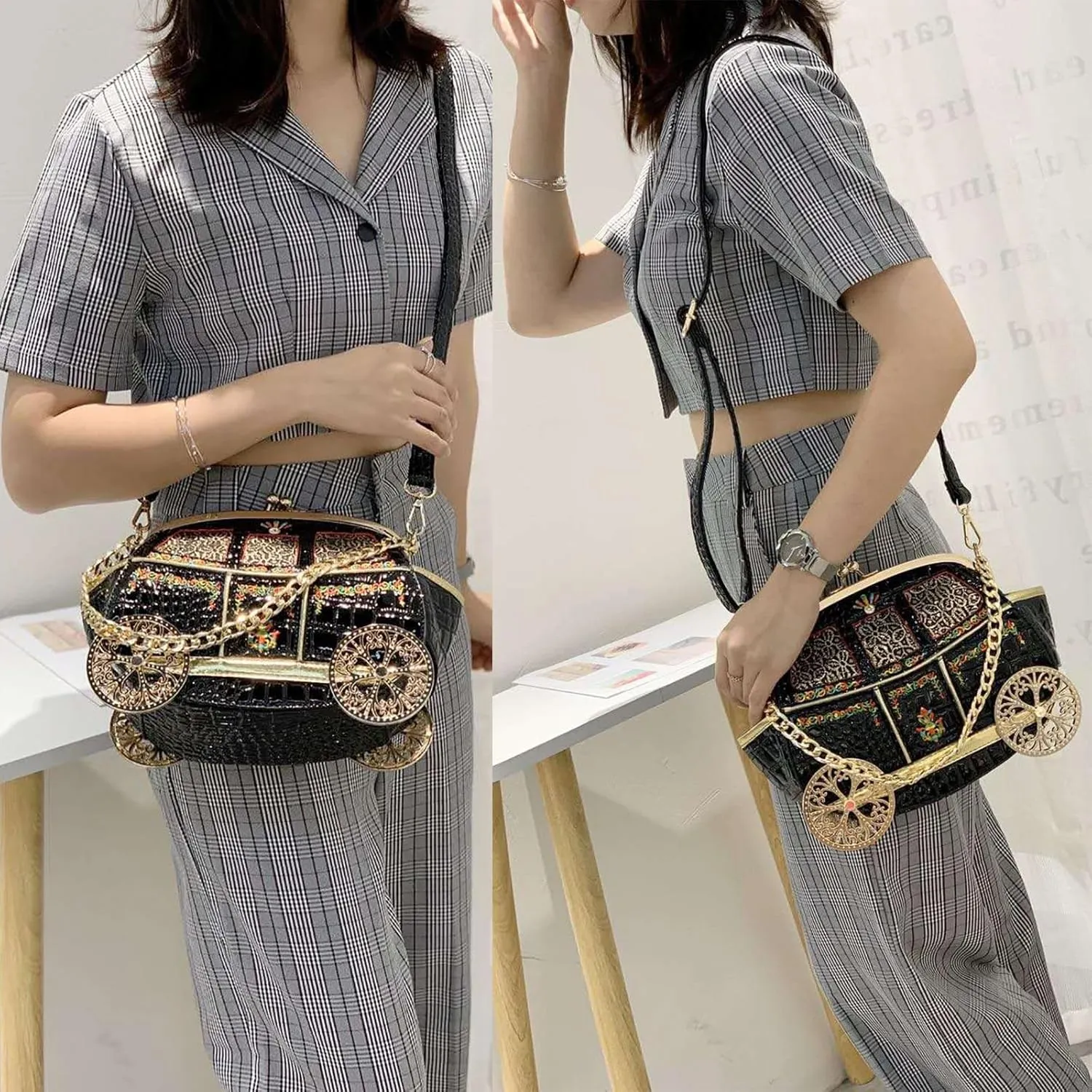 Women Fun Weird Car Shaped Crossbody Shoulder Bag Handbag PU Leather Unique Novelty Car Shaped Purse