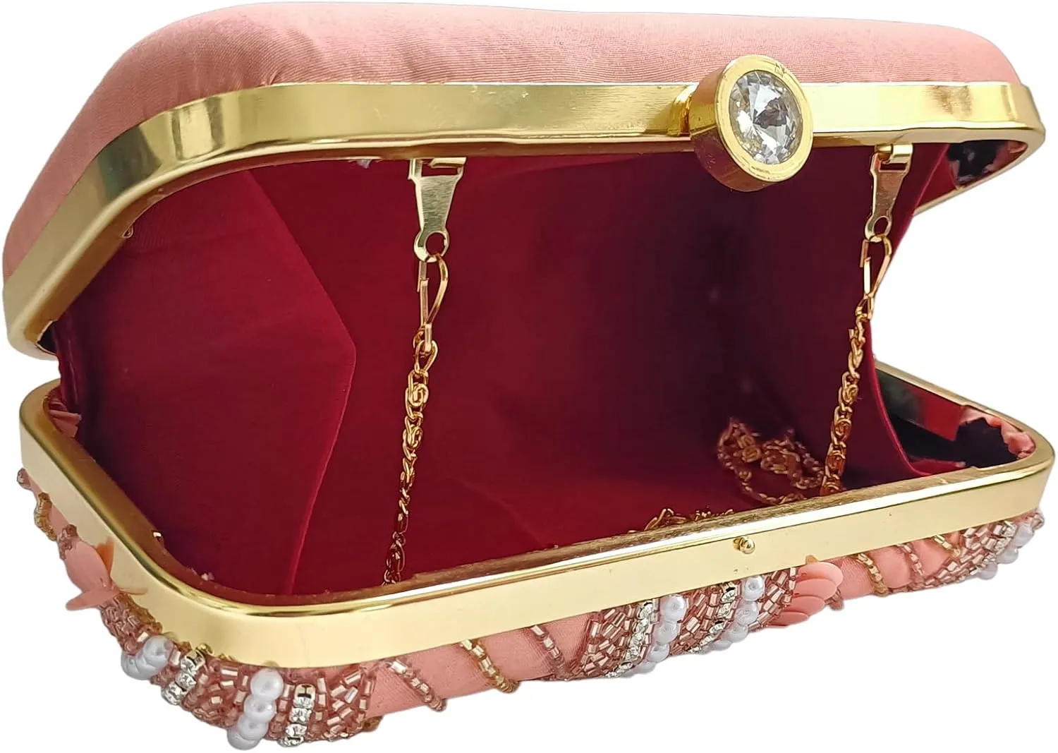 Women Hand Embroidered Sequins Box Clutch for Wedding Party