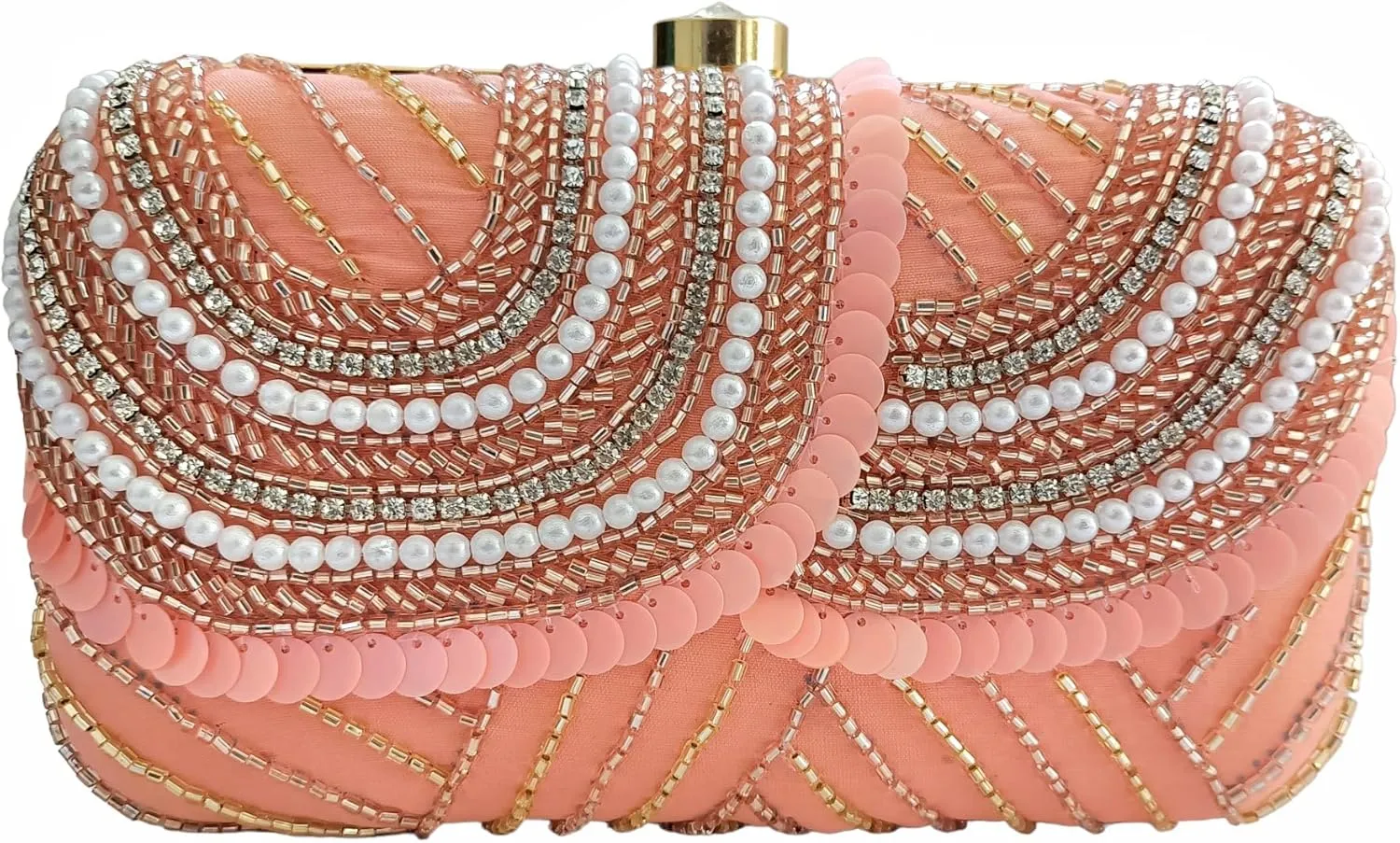 Women Hand Embroidered Sequins Box Clutch for Wedding Party