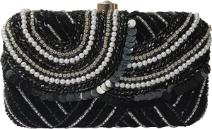 Women Hand Embroidered Sequins Box Clutch for Wedding Party