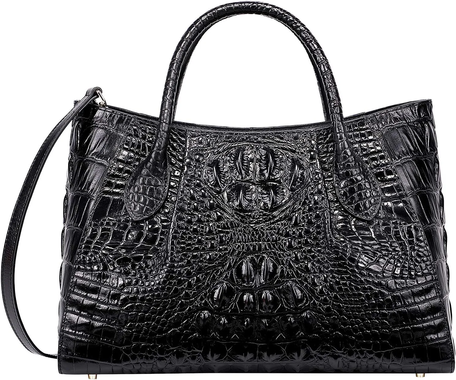 Women Handbags Crocodile Purse Designer Top Handle Satchel Handbags For Women (5002A, Brown)