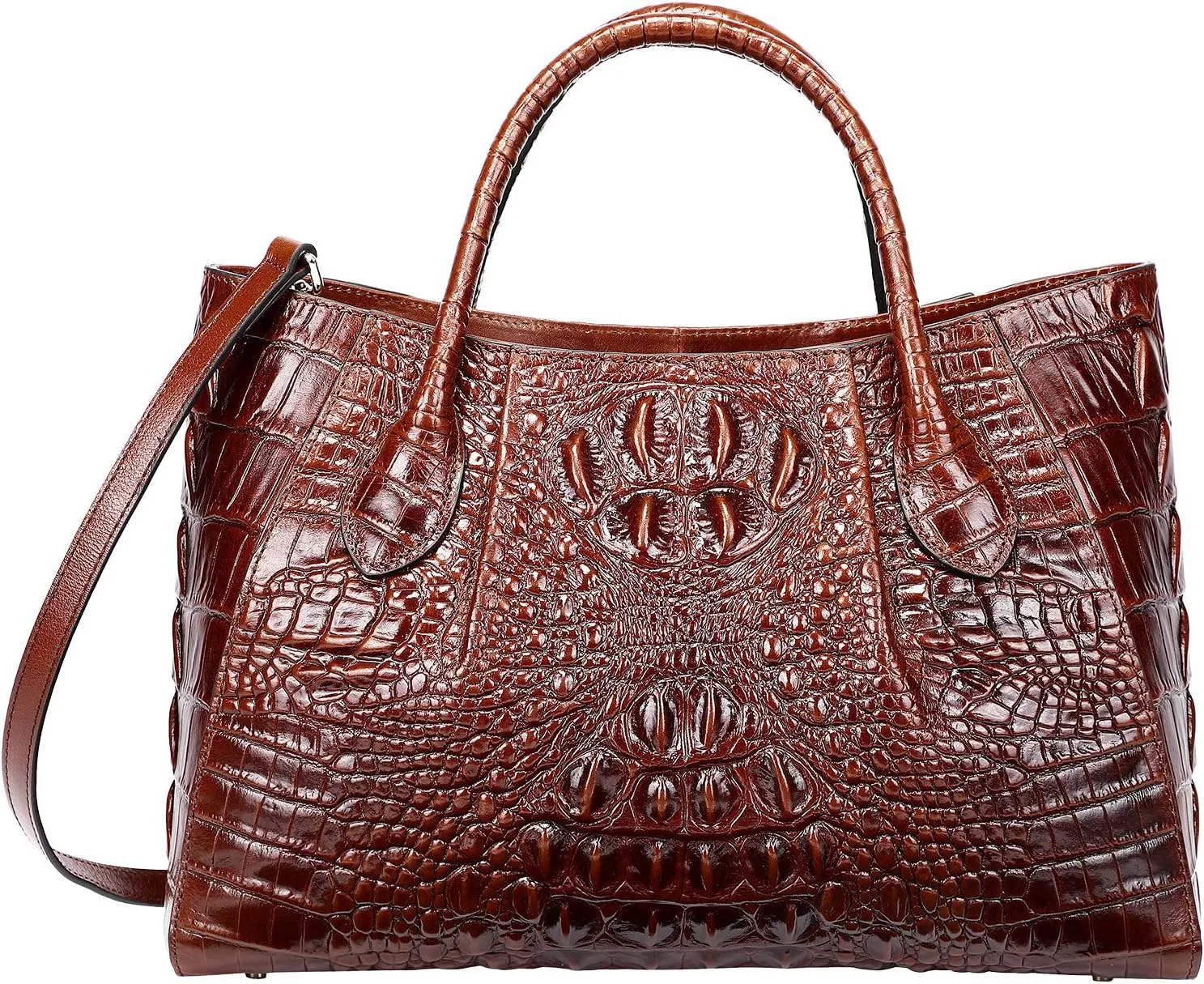 Women Handbags Crocodile Purse Designer Top Handle Satchel Handbags For Women (5002A, Brown)
