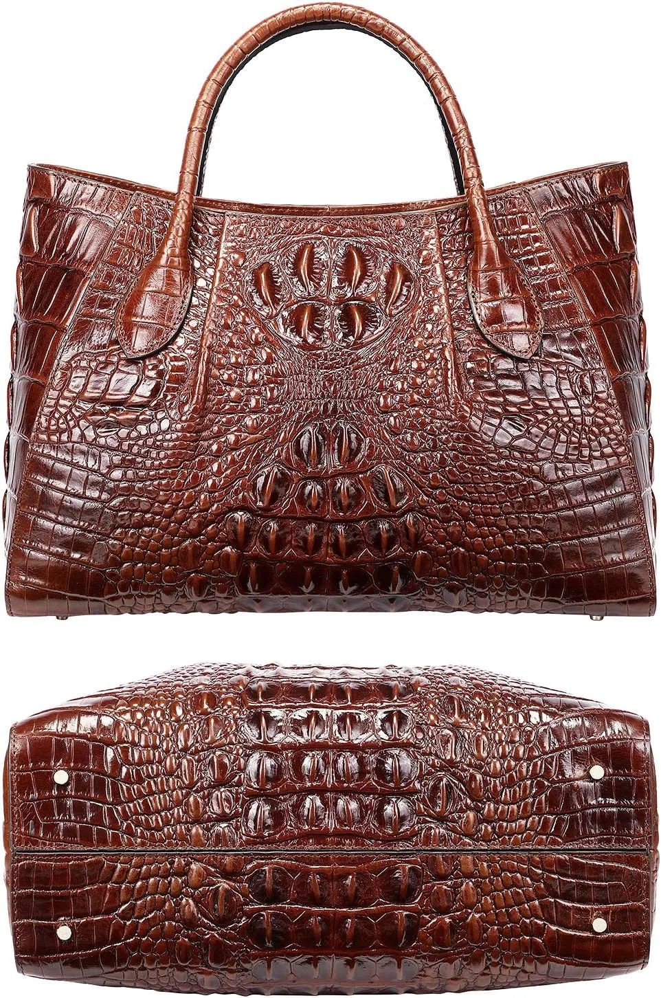 Women Handbags Crocodile Purse Designer Top Handle Satchel Handbags For Women (5002A, Brown)