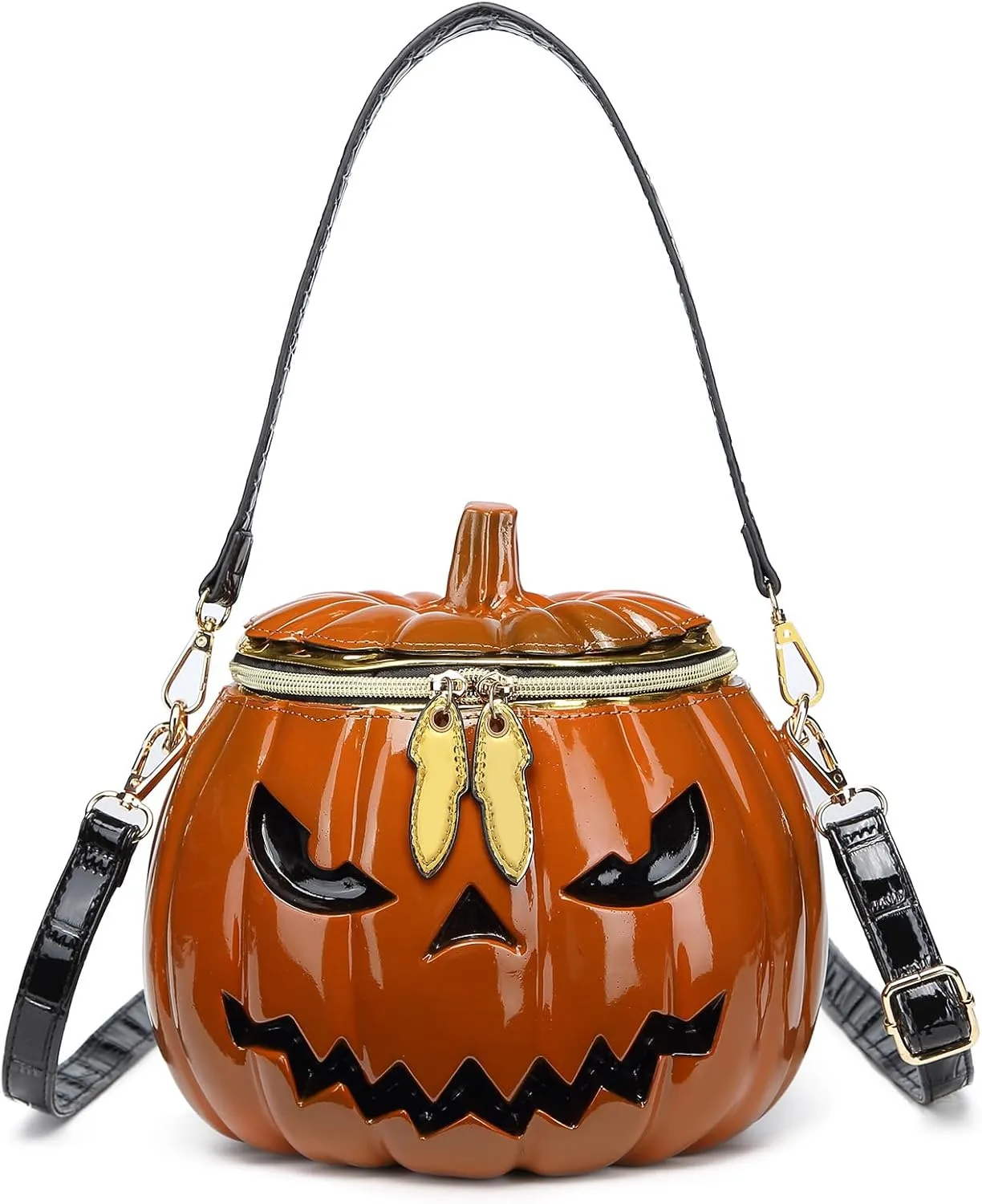 Women Pumpkin Shaped Crossbody Shoulder Bag Unique Weird PVC Handbag Novelty Halloween Pumpkin Purse
