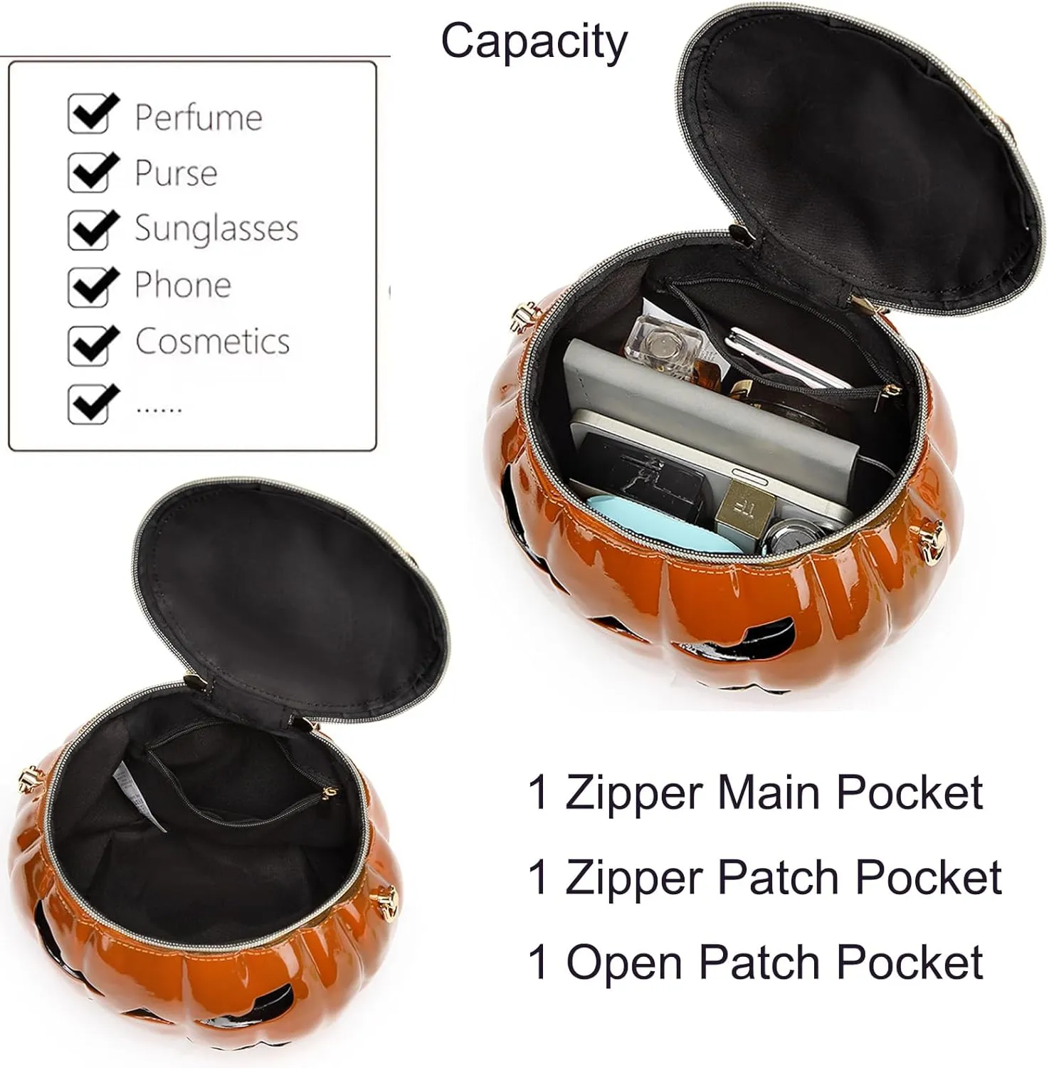 Women Pumpkin Shaped Crossbody Shoulder Bag Unique Weird PVC Handbag Novelty Halloween Pumpkin Purse