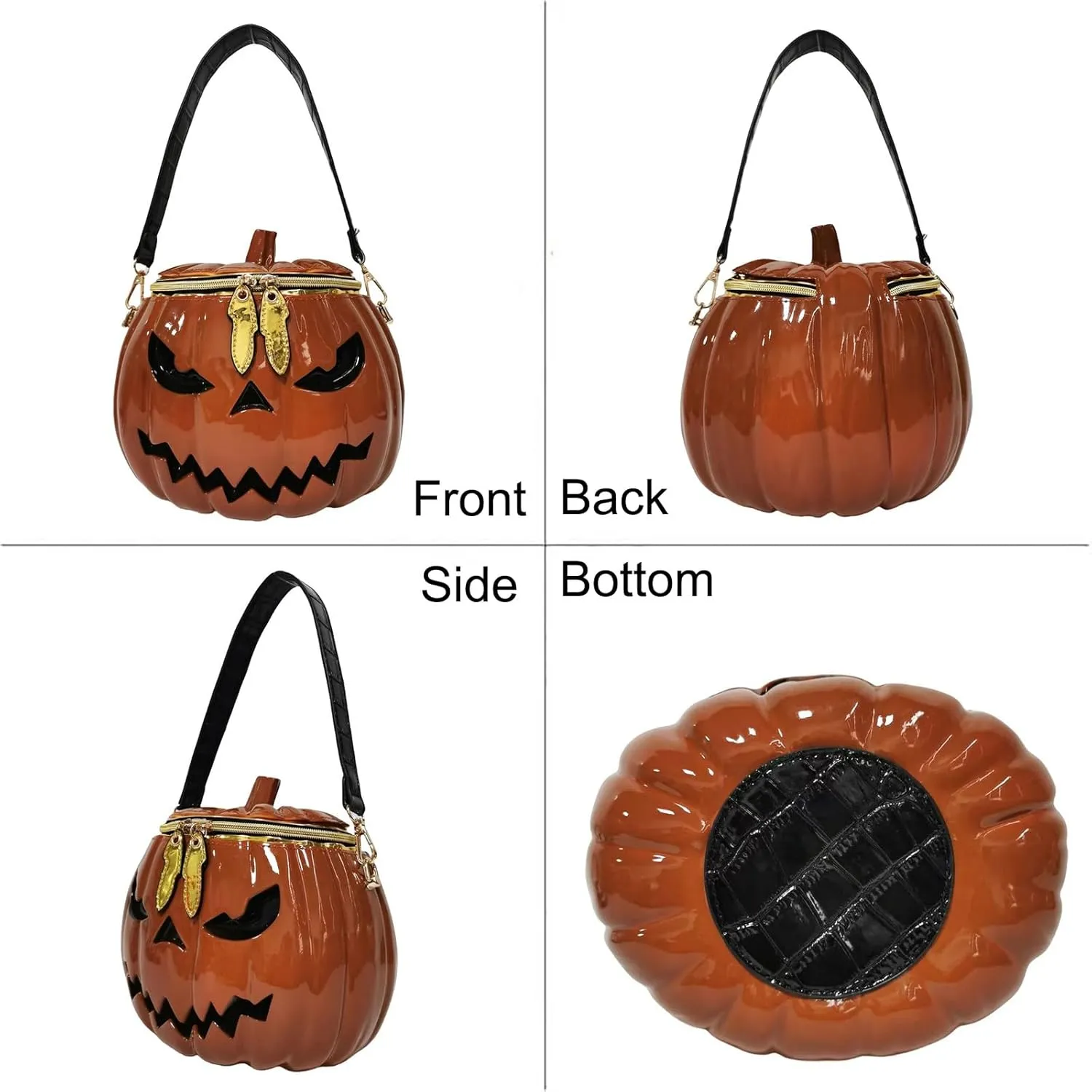 Women Pumpkin Shaped Crossbody Shoulder Bag Unique Weird PVC Handbag Novelty Halloween Pumpkin Purse