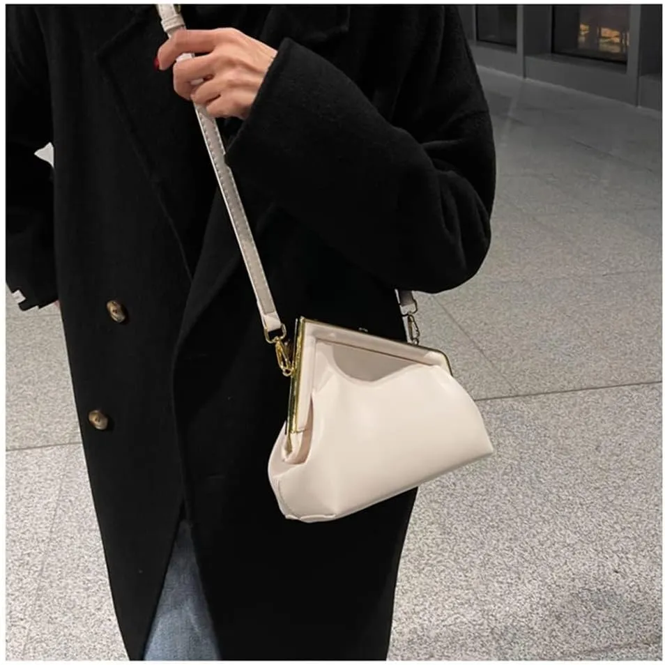 Women Shoulder Bags Crossbody Bag PU Leather Hobo Handbags Clutch Purse with Metal Clasp Closure