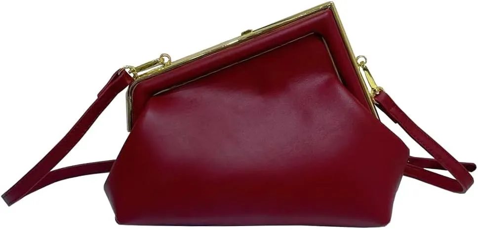 Women Shoulder Bags Crossbody Bag PU Leather Hobo Handbags Clutch Purse with Metal Clasp Closure