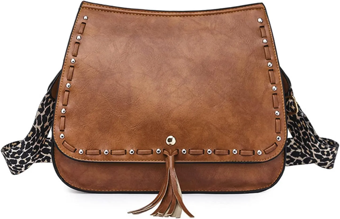 Women Shoulder Crossbody Purse Vintage Handbag with Tassel Design Wide Guitar Strap Satchel Hobo Purse