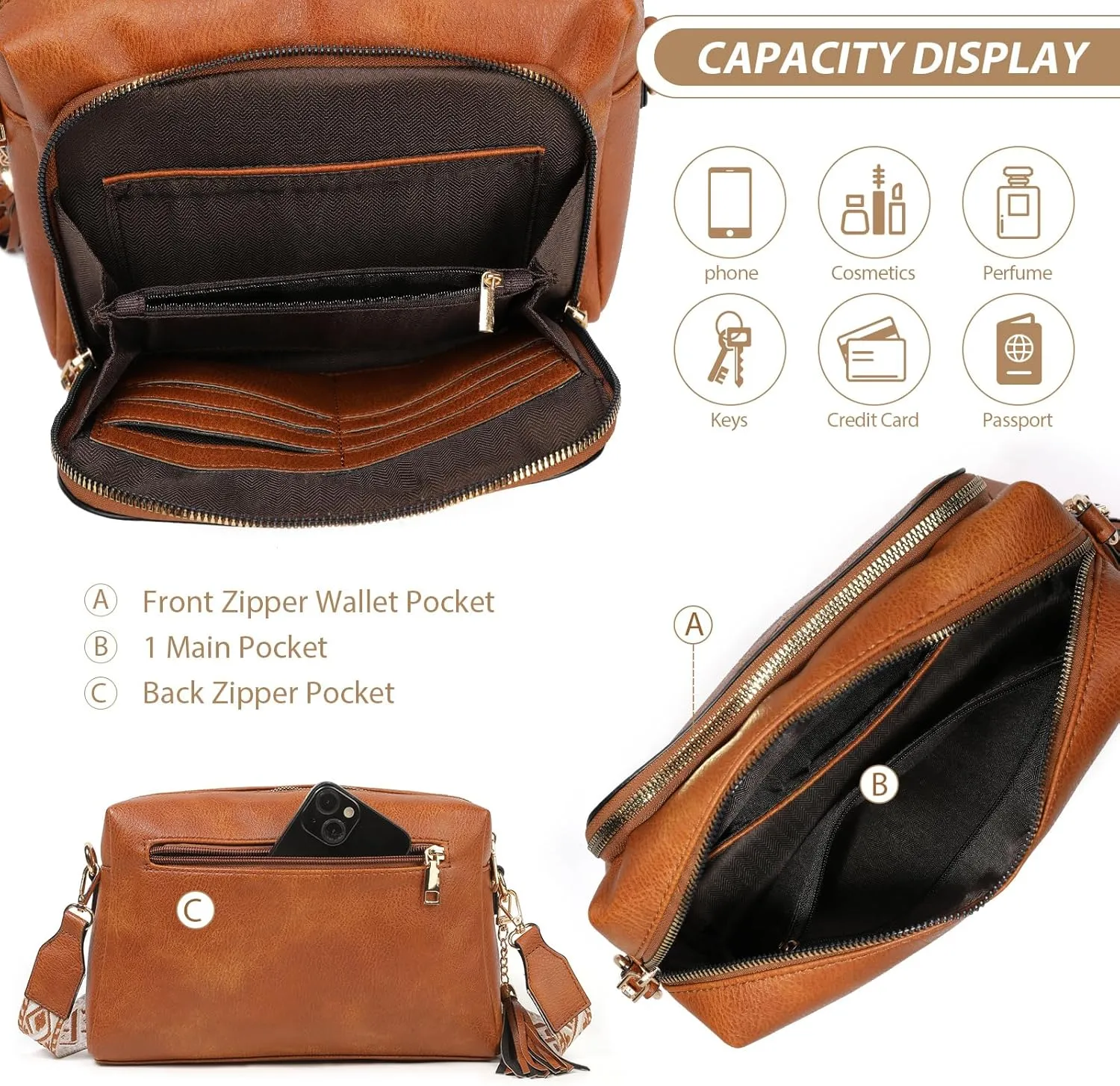 Womens Crossbody Purses,Vegan Leather Medium Cross Body Purses Bag for women,Crossbody Messenger Bag Built in Wallet