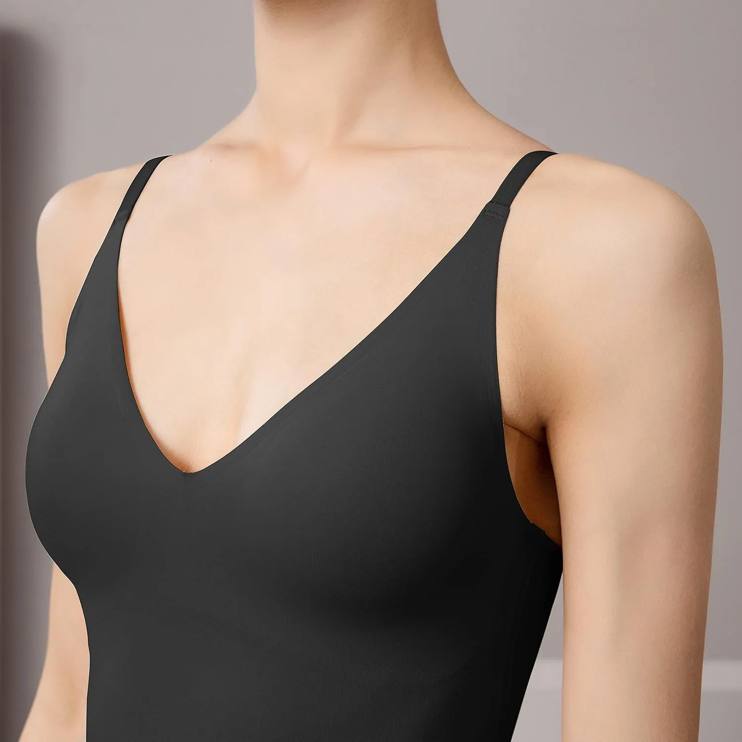 Women's Fit Camisole with Built in Bra - Spaghetti Straps Camis Tank