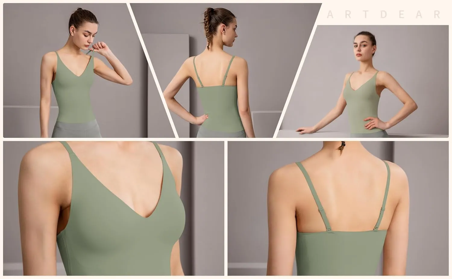 Women's Fit Camisole with Built in Bra - Spaghetti Straps Camis Tank