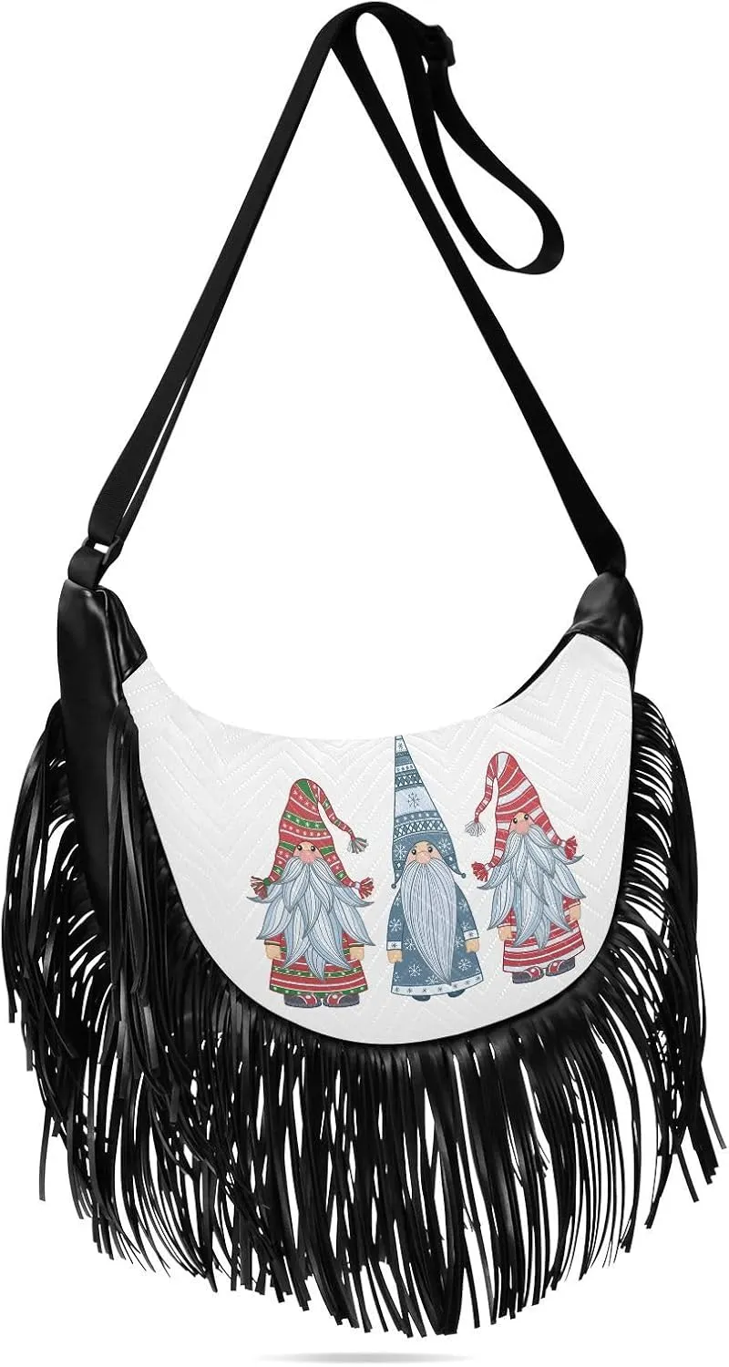 Women's PU Leather Chain Cross Body Bag, Shoulder Handbag Purse with Tassel for Ladies