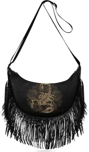 Women's PU Leather Chain Cross Body Bag, Shoulder Handbag Purse with Tassel for Ladies