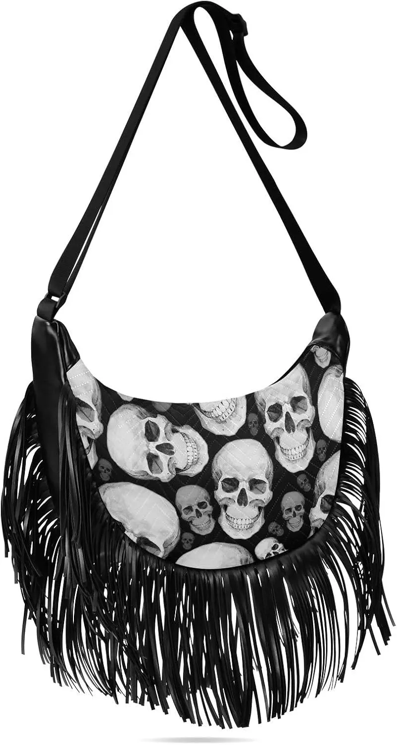 Women's PU Leather Chain Cross Body Bag, Shoulder Handbag Purse with Tassel for Ladies