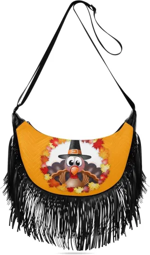 Women's PU Leather Chain Cross Body Bag, Shoulder Handbag Purse with Tassel for Ladies