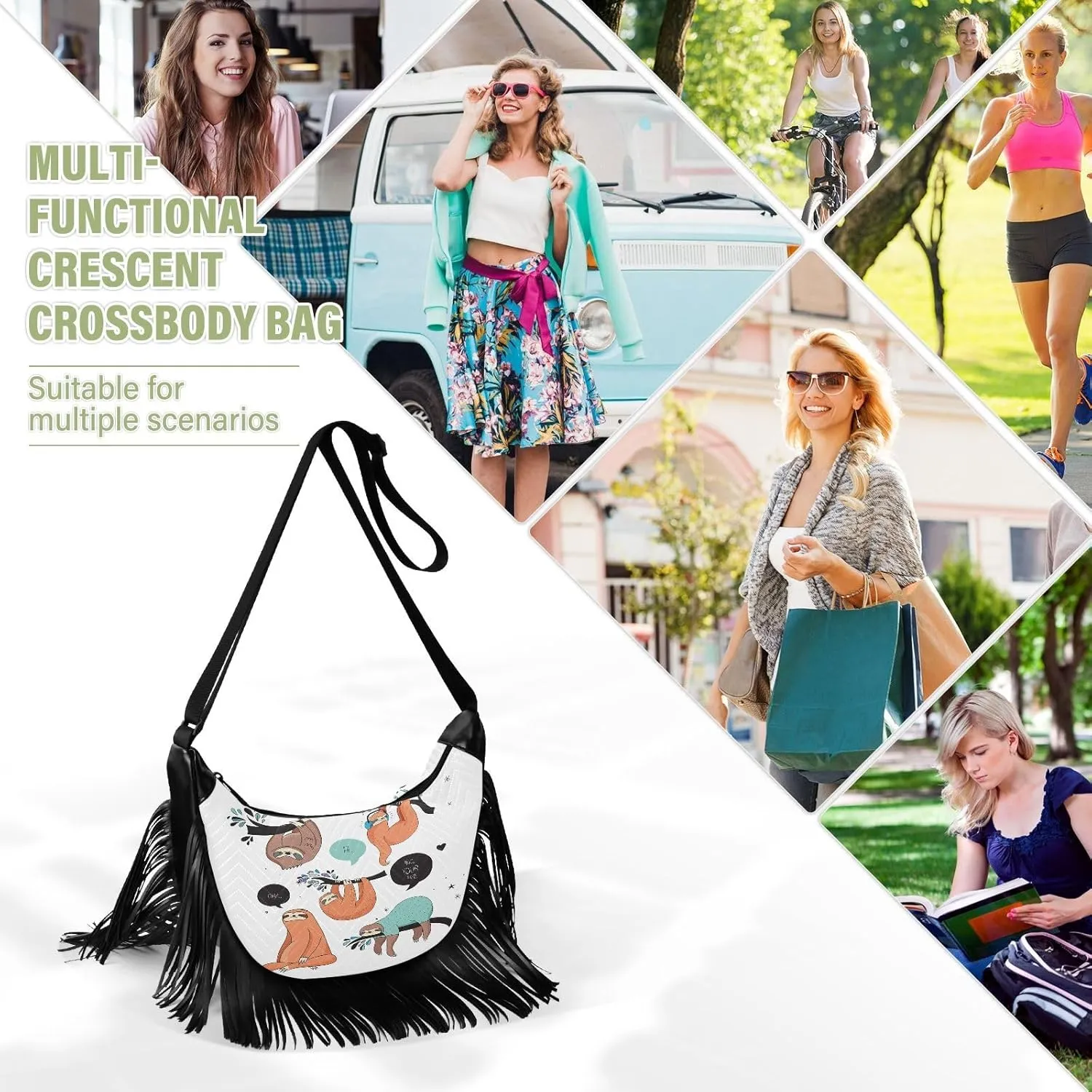 Women's PU Leather Chain Cross Body Bag, Shoulder Handbag Purse with Tassel for Ladies