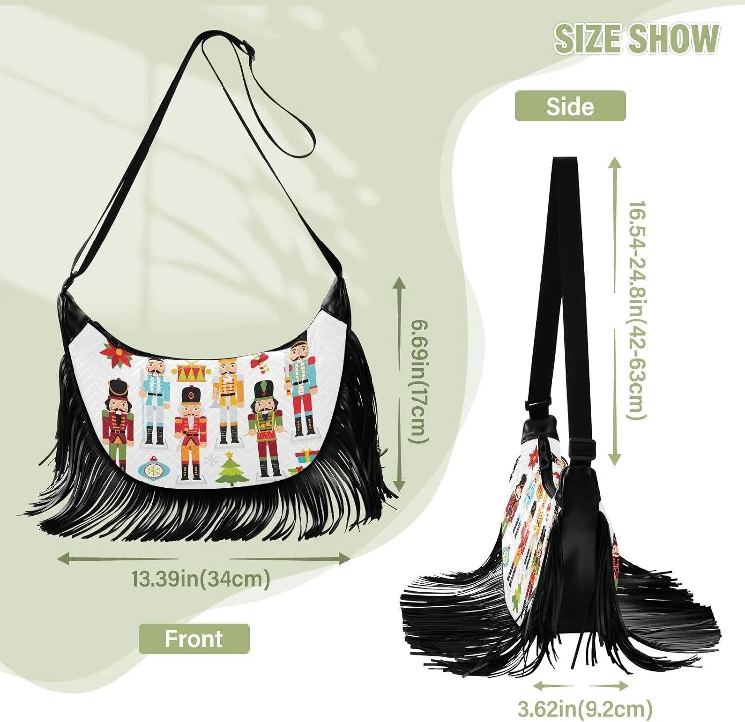 Women's PU Leather Chain Cross Body Bag, Shoulder Handbag Purse with Tassel for Ladies