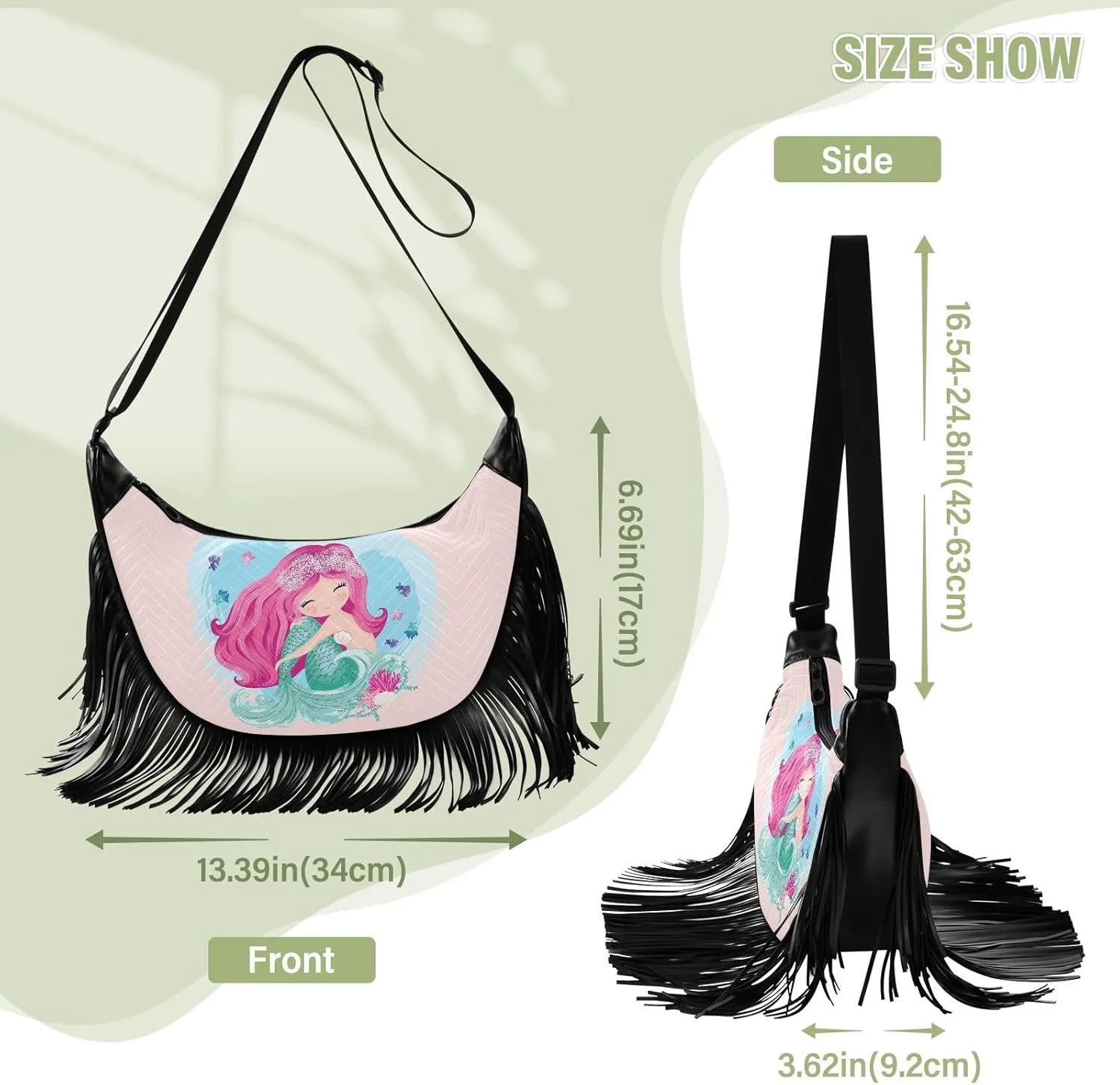 Women's PU Leather Chain Cross Body Bag, Shoulder Handbag Purse with Tassel for Ladies