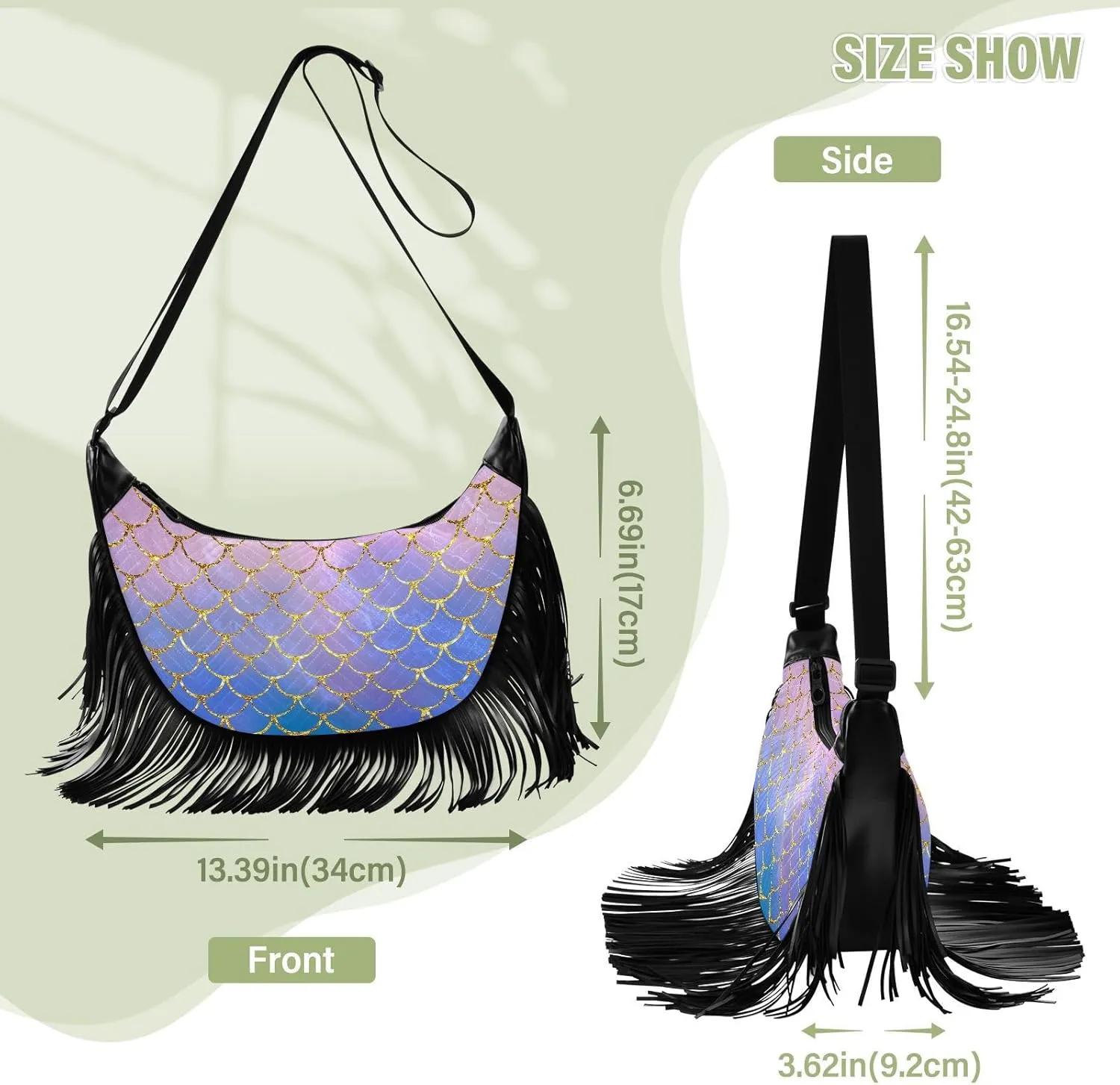 Women's PU Leather Chain Cross Body Bag, Shoulder Handbag Purse with Tassel for Ladies