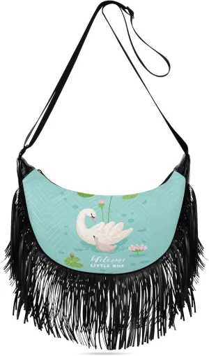 Women's PU Leather Chain Cross Body Bag, Shoulder Handbag Purse with Tassel for Ladies