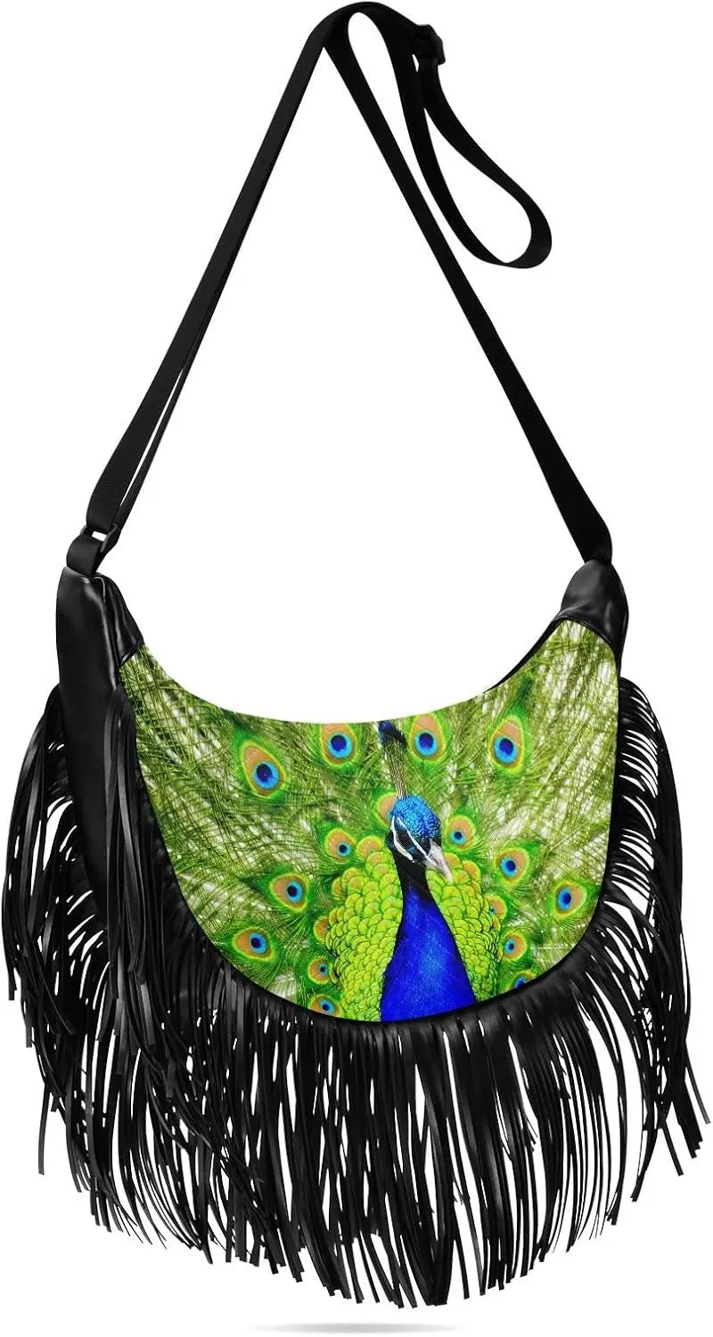 Women's PU Leather Chain Cross Body Bag, Shoulder Handbag Purse with Tassel for Ladies