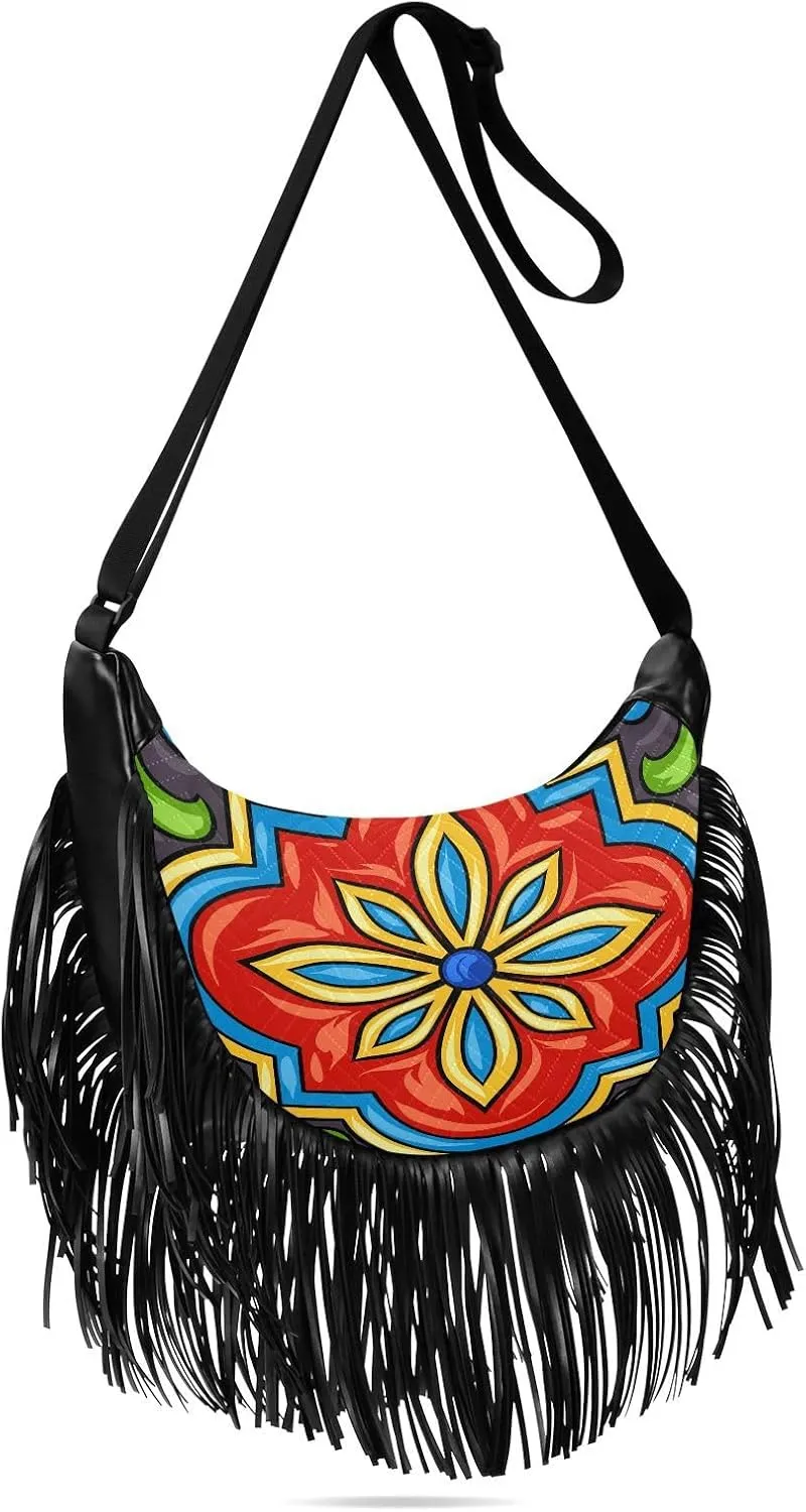 Women's PU Leather Chain Cross Body Bag, Shoulder Handbag Purse with Tassel for Ladies